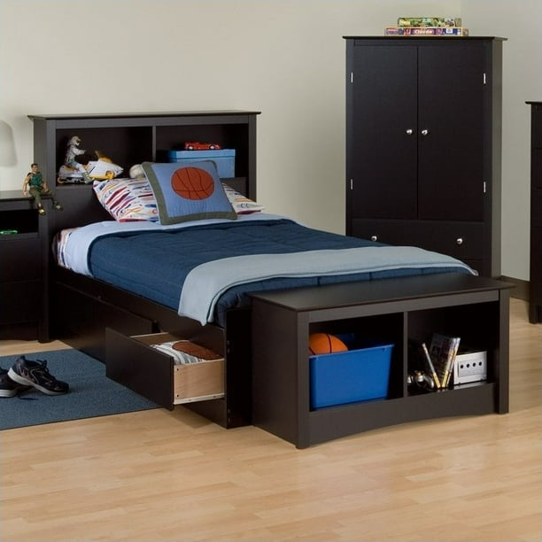 Prepac Sonoma Black Twin Xl Bookcase Platform Storage Bed Com Prepac Sonoma Black Twin Xl Bookcase, Prepac Black Sonoma King Bookcase Platform Storage Bed