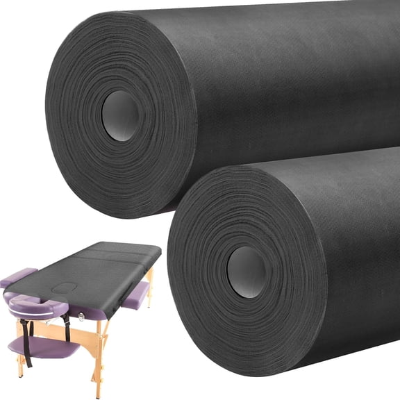 Tudomro 6 Rolls Disposable Non Woven Bed Sheets 31 x 71 Inch Massage Table Paper Covers Non Woven Fabric Massage Sheets Waterproof Spa Breathable Bed Cover for Beauty Salon (Black)