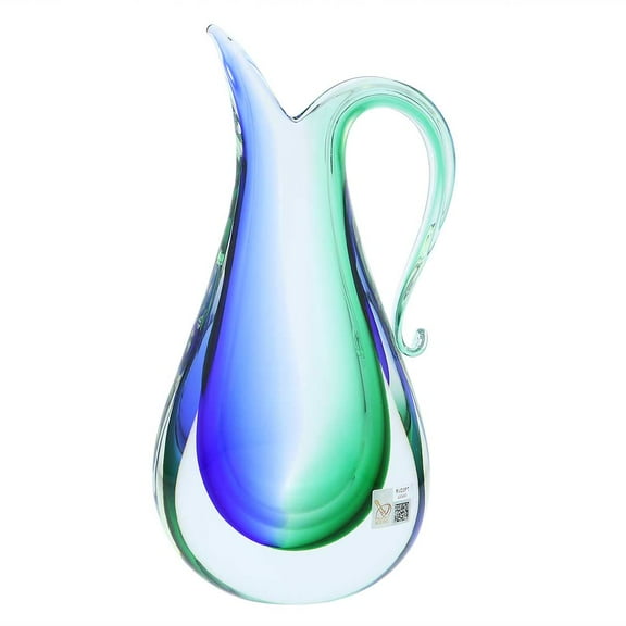 GlassOfVenice Murano Glass Sommerso Pitcher Vase - Green Blue