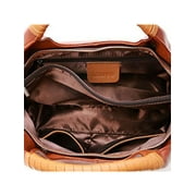 LUXUR Ladies Leather Top Handle Handbag Women Classic Satchel Crossbody Bags Purse Daily Portable Detachable Tote Brown