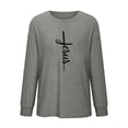 thumbnail image 4 of Tops for Women under $10 Long Sleeve Letters Printed Round Neck Top Gray S, 4 of 4