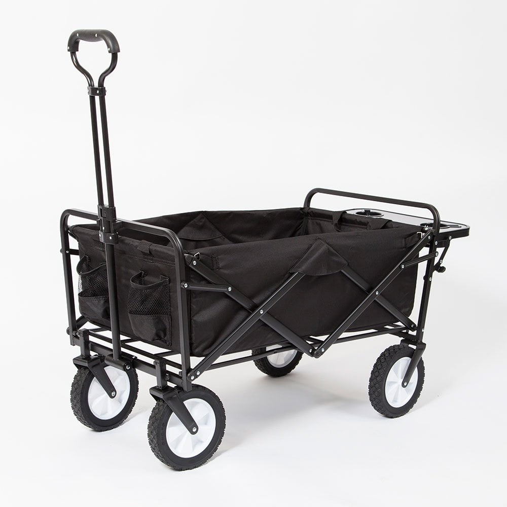 Mac Sports Collapsible Folding Outdoor Garden Utility Wagon Cart W Table Grey