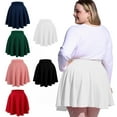 thumbnail image 5 of Women's Plus Size Mini Skater Skirt- Basic Versatile High Waisted Flared Casual Stretchy Skirts Black, 5 of 7