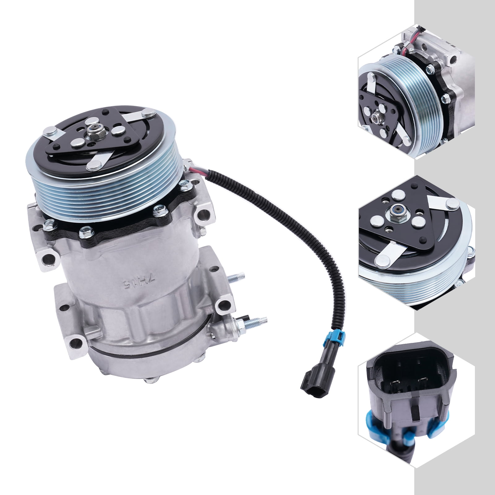 12V Belt-Driven AC Compressor for International Navistar, Fits 4418 and 3582435C1,&nbsp; Iron & Aluminum, Reliable Cooling Performance