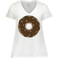 thumbnail image 3 of Inktastic Brown Donut, Donut With Chocolate Sprinkles, Frosting Women's Plus Size V-Neck T-Shirt, 3 of 5