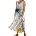 thumbnail image 1 of TSADFHJI Jupes pour Femmes Longueur Midi à Sequins Col Rond Décontracté Imprimé Géométrique Sans Manches avec Poches Robe Longue TG Blanc, 1 of 6
