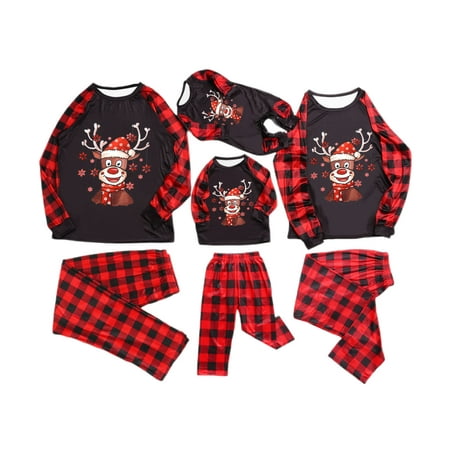 

Yinyinxull Family Matching Outfits Christmas Pajamas Set Reindeer Xmas Sleepwear Homewear PJ for Baby Kids Mom Dad