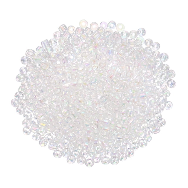 Paquete de 2000 cuentas de vidrio en forma de trompeta de 4mm, cuentas espaciadoras de vidrio sueltas mini para hacer DIY, claras