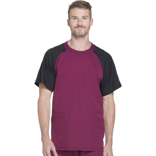 Dickies Dynamix Medical Scrubs Top For Men Crew Neck DK670 L Wine 