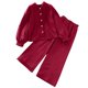 thumbnail image 1 of Odeerbi 8-12 Años Niños Niñas Algodón Conjuntos Camisa Manga Larga Pantalones Pierna Ancha Conjunto Primavera Solapa Camisa Pantalones Dos Piezas Conjunto, 1 of 9