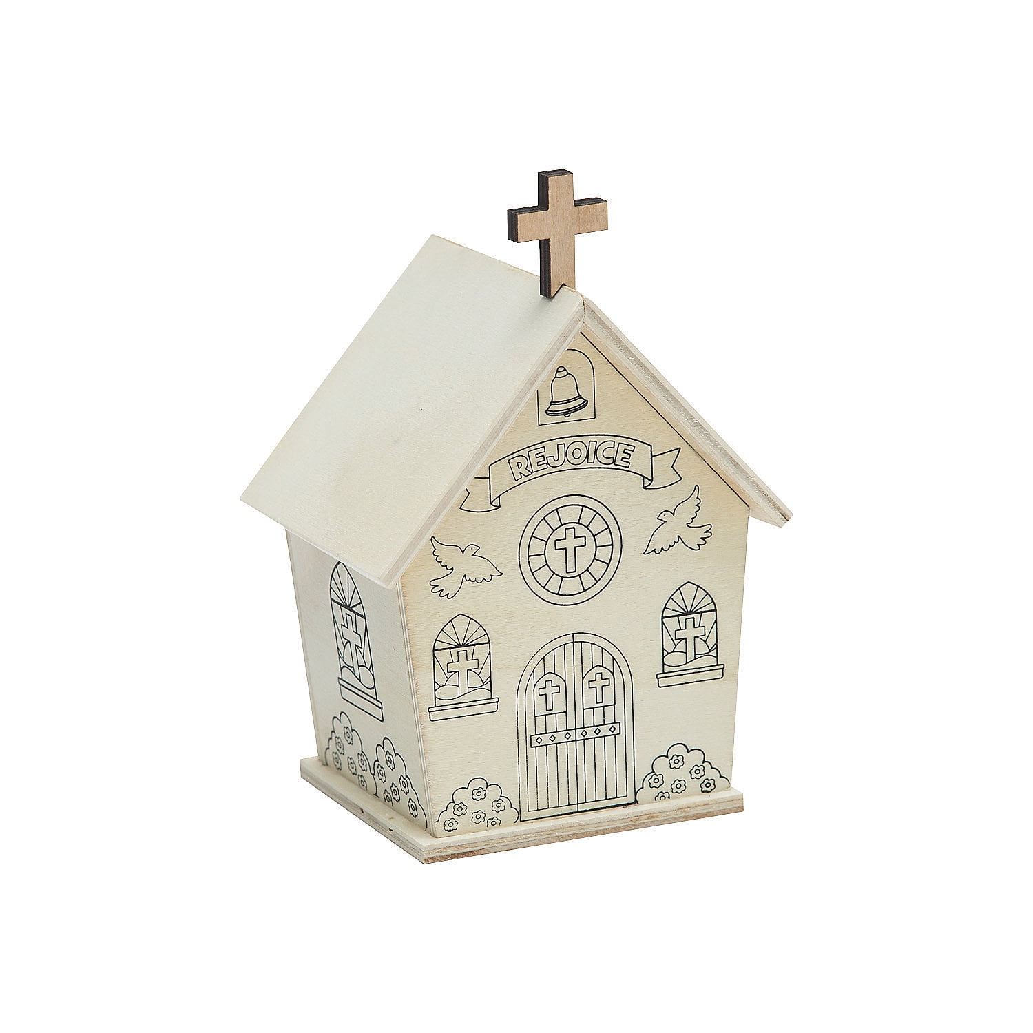 Color Your Own Churches, Craft Kits, Misc CYO - General, CYO - General, 6 Pieces, Natural