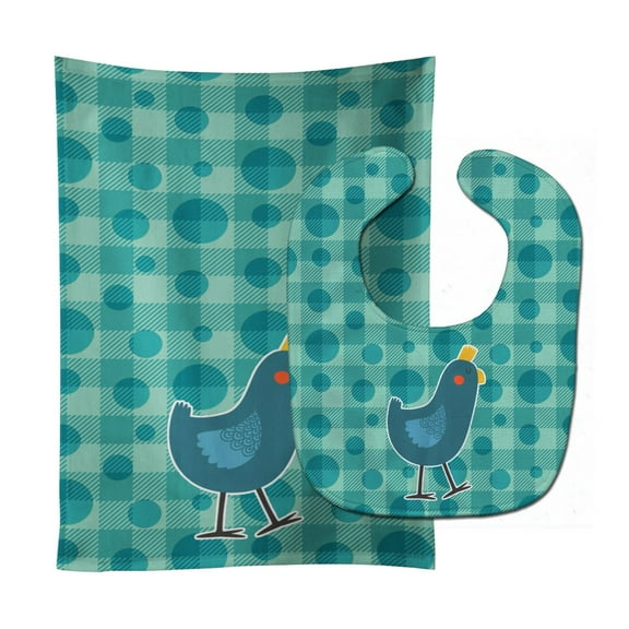 Polkadot Chicken Baby Bib and Burp Cloth