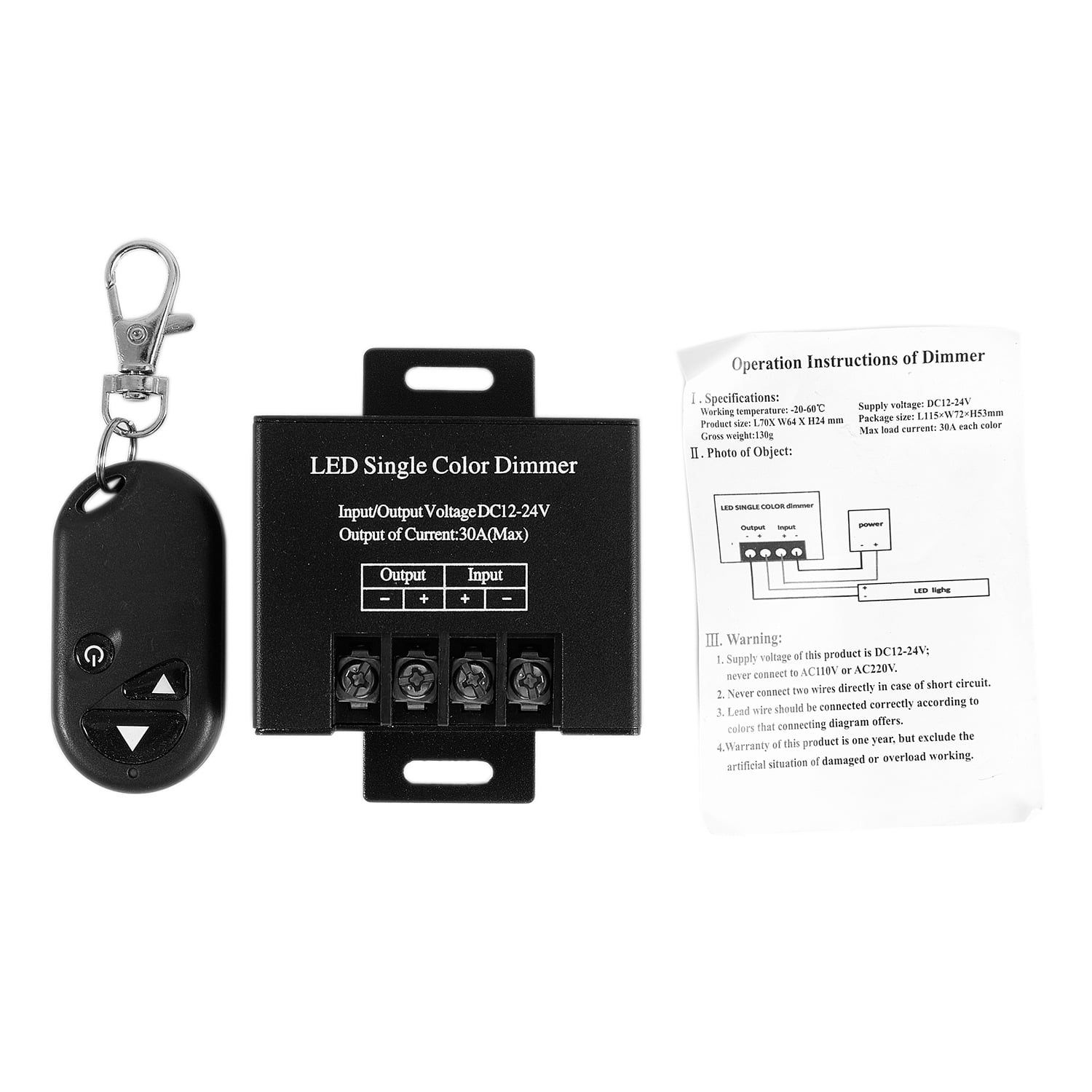 Wireless Remote Controller RF Dimmer for 5050 3528 Single Color LED Strip Light 