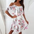 thumbnail image 2 of Women Summer floral casual dress chiffon print halter strapless sexy dress female, 2 of 2
