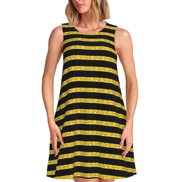 Disketp Gold Glitter para Vestido sin Mangas para Mujeres, Vestidos de Verano para Mujeres, Casual y Holgado para la Playa