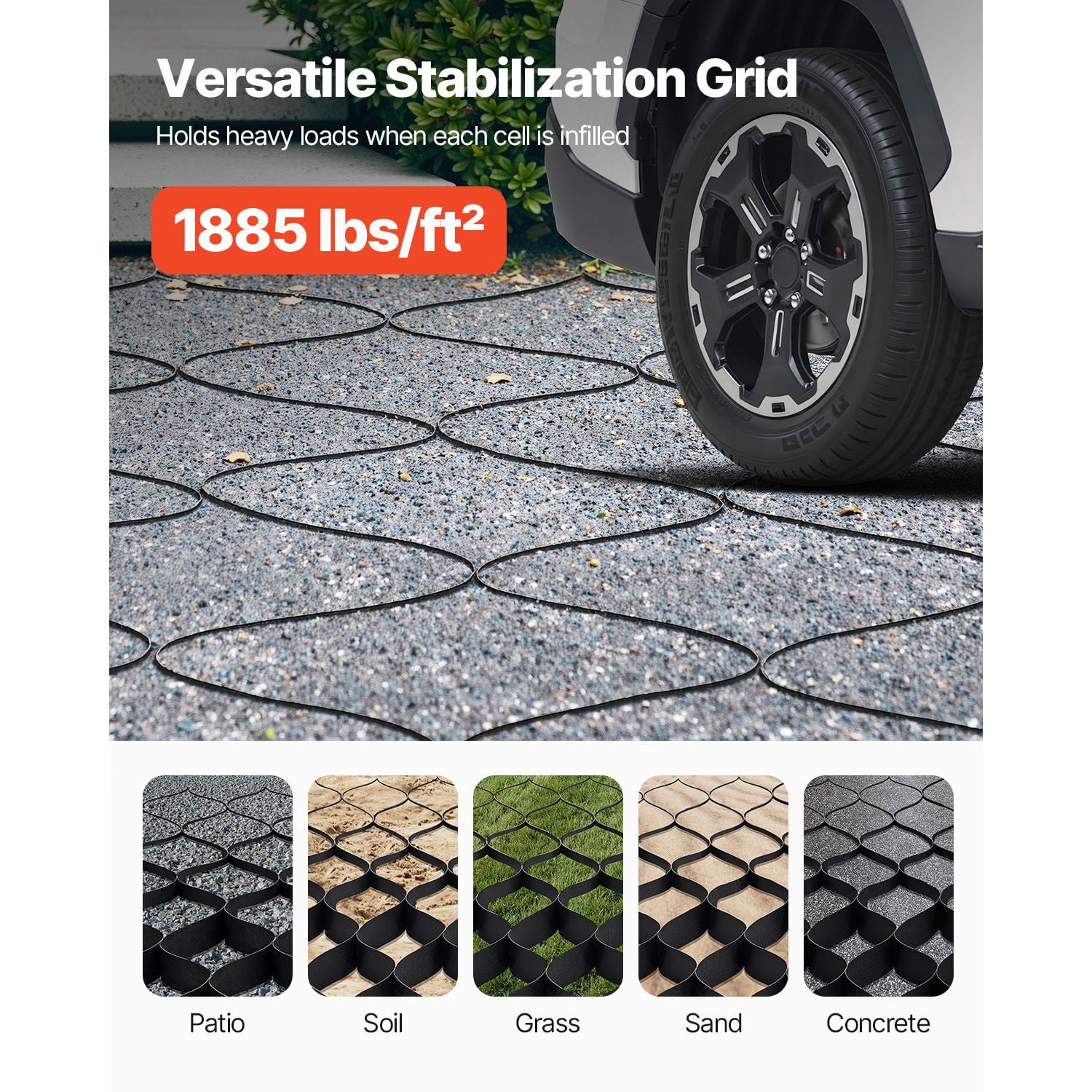 Gravel Grid, 2 Inch Depth, 1880 LBS Per Sq ft Grass Ground Retainer, Permeable Geo Grids Driveway Stabilization, for Garden, Patio, Walkway, RV Parking Slopes, 26.87x3.94FT/8200x1200mm