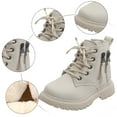thumbnail image 7 of Staki Toddler Girl Boots Girls Solid Color Ankle Boots Fall Winter Fashion Side Zipper Lace Up Combat Shoes Trendy Booties(Beige,10 Toddler), 7 of 7