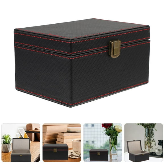 LOLIPPYY Carbon Fiber Faraday Box for Car Keys and Phones Black Large Storage Key Fob Protector with PU
