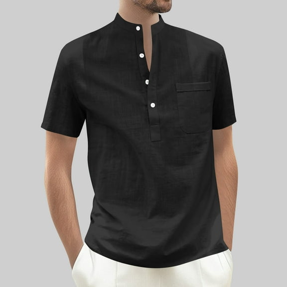 Yiliang T Shirts for Men Business High Quality Mens T Shirt Henley Style Button Fly Garment Super Soft Fabric Stretchy and Comfortable Top for Formal Occasion