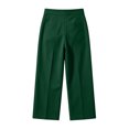 thumbnail image 4 of hotojiny Girls Dress Pants Wide Leg Uniform Pants for Kids Trendy High Waist Pleated Front Formal Pants with Pockets(Army Green,8-9 Years), 4 of 6