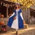 thumbnail image 3 of Anmrize Two Tone Historical Costume, Halloween Medieval Dress, Renaissance Long Gown, Renaissance Costume Women Peasant Medieval Dress Long Sleeve Maxi Fairy Dresses, Blue S, 3 of 6