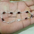 thumbnail image 2 of Solid 925 Sterling Silver Bracelet For Men Women, Genuine Oval Red Garnet Multiple Gemstone Unique Handcrafted Bracelet For Her Him, 2 of 5