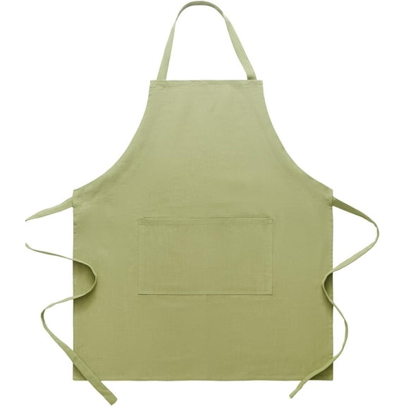 Cotton Linen Apron for Women - Adjustable Casual Apron with Pocktes, Great for Florist, Coffee House and Kitchen