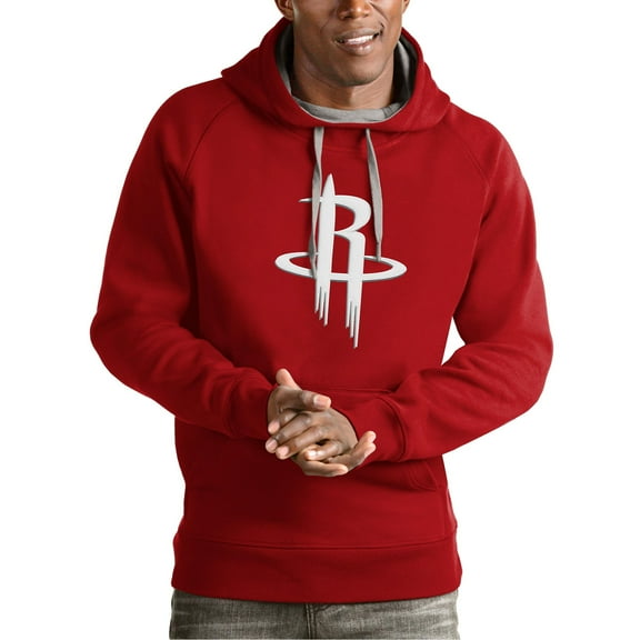 Men's Antigua Red Houston Rockets Team Logo Victory Pullover Hoodie