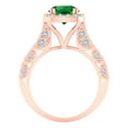 thumbnail image 4 of 2.7ct round cut green emerald 18k rose gold halo Bridal Wedding Engagement Promise Anniversary Ring for Women size 10.5, 4 of 7