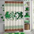 thumbnail image 4 of Shower Curtain, St. Patrick Botanical Clovers Leaves Waterproof Shower Curtain Set with Hooks for Bathroom Showers,Stalls and Bathtubs,72x78In Shamrock Wooden Plank, 4 of 9
