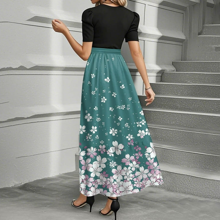 TQWQT Business Dresses for Women Short Sleeve Teacher Dress Office Church  Dresses Floral Print Cute Long T-Shirt Dress Fashion Modest Clothing Mint  Green 2XL - Walmart.com