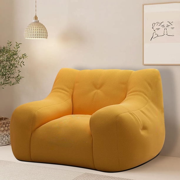 Sofá tipo puf,Puf Silla Sofá Tumbona Adultos Sofá Perezoso,Puf Sofá Lazy Chair Puf Sofá Lectura,Silla de piso Silla tipo puf Dormitorio Sala de estar,Elegante sofá Amarillo claro