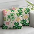 thumbnail image 2 of Nawypu  ST Patricks Day Lucky Charm Shamrock Throw Pillow Covers, Buffalo Plaid Clover Pink Decorations for Sofa Couch  2pc, 2 of 6