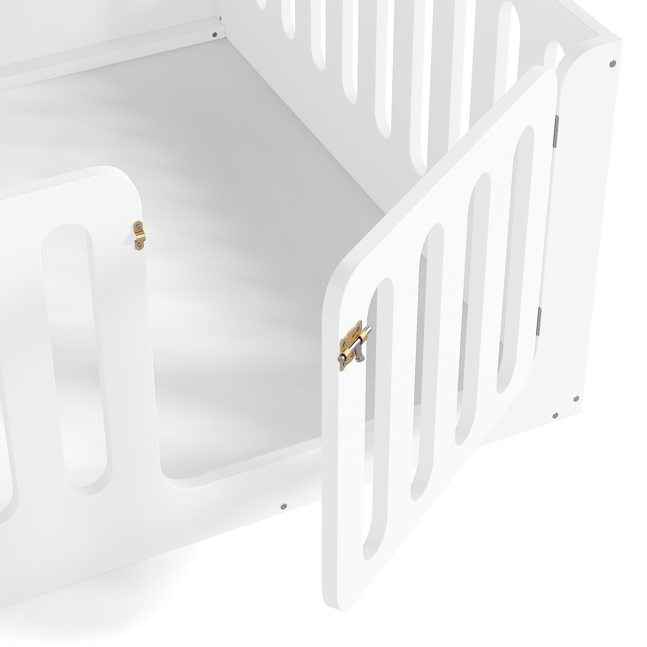 Noble House Full Size Montessori Floor Bed with High Fence, Solid Wood Kids Bed Frame, White