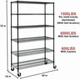 thumbnail image 7 of BestOffice 18x48x78 Wire Shelving with Wheels 6-Shelf Adjustable Heavy Duty Storage Shelves Metal Shelves Storage Unit Shelf,6000 LBS (Black), 7 of 7