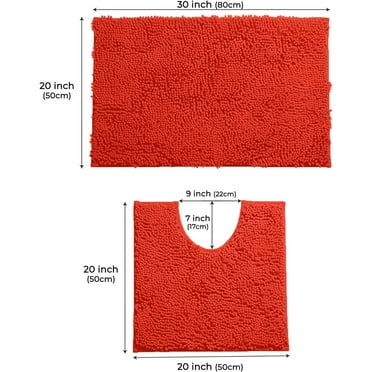 Coral Bathroom Rugs Luxury Chenille 2-Piece Bath Mat Set, Soft Plush Anti-Slip Bath[1]