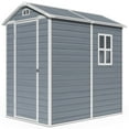 thumbnail image 6 of Asofer 6x4 ft Outdoor Resin Storage Shed with Floor & Lockable Doors - Heavy Duty Plastic Garden Shed for Backyard|Patio|Lawn Tool Organization - Grey, 6 of 9