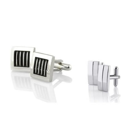 Zodaca 2 Pairs High Quality Classic Cufflinks Cuff Links Silver Square Rectangle