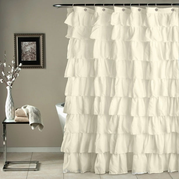 Beige Crushed Ruffle Fabric Shower Curtain (72 in. x 72 in.) Walmart