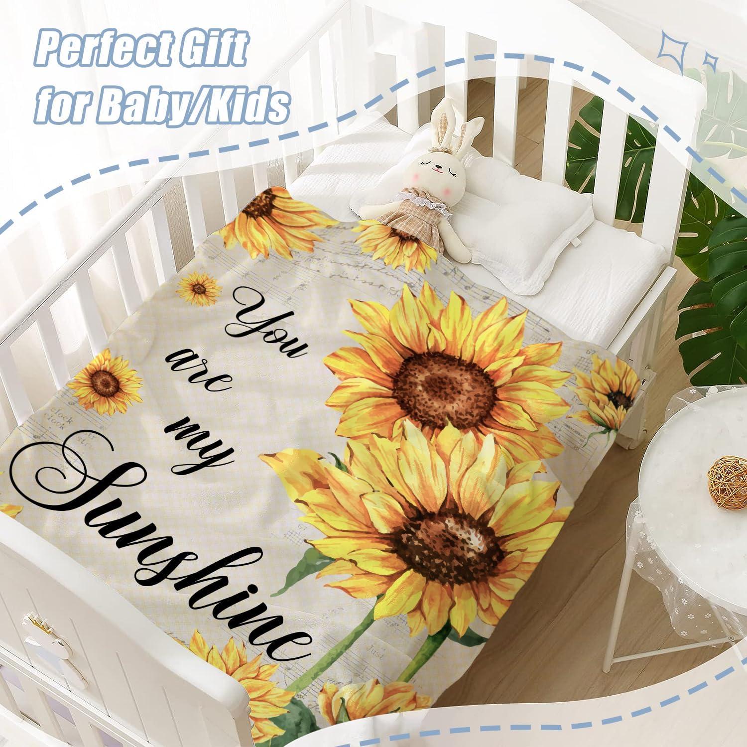 Sunflower Throw Blanket for Baby Small Spring Summer Floral Blanket Toddler Swaddle Crib Blanket Soft Fleece Blankets Gift for Baby Couch Bed Flower Decorative Blanket 30x40