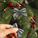 thumbnail image 4 of Lazos para árbol de Navidad, 12 unidades, decoración para fiestas navideñas, 24 x 14 x 0,5 cm, adornos de plástico con estampado dorado para una decoración festiva (plateado)., 4 of 8