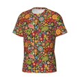 thumbnail image 3 of Yiaed Hippie Peace Love Print Mens Short Sleeve Tight Fit T-Shirt, Crewneck Casual Tee-Small, 3 of 5