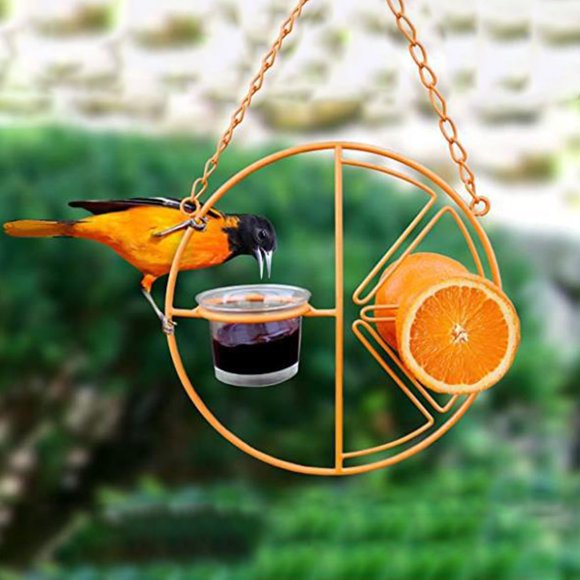 Aofa Round Metal Hummingbird Feeder Outdoor Garden Hanging Bird Water Fruit Dispenser