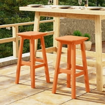WestinTrends Malibu 29" HDPE Outdoor Patio Square Bar Stools (Set of 2), Orange