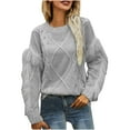 thumbnail image 1 of Pompotops Pull-Over Tricoté Mode Grande Taille à Manches Longues à Franges Col Rond pour Femmes, 1 of 9