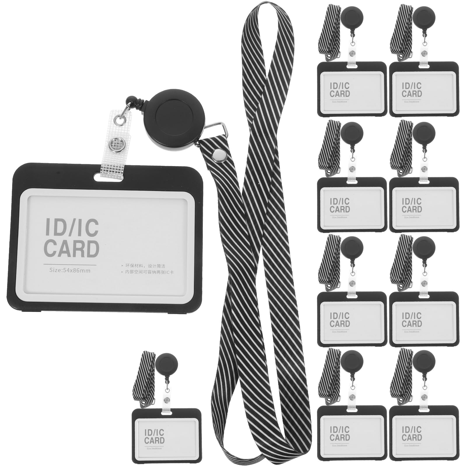 WHAMVOX  10 Sets Anti-scratch Cards Covers Transparent Clear Badge Holders Retractable Black