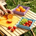 thumbnail image 4 of Kitecy Magnetic Foldable Silicone Mat And Serving Tray Silicone Folding Bowl 2 in 1 Portable Camping Folding Cutting Board Heat Tray for Home Kitchen Picnic, Blue, 4 of 5