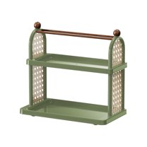 Multi-Layer Cup Storage Rack | Desktop Organizer for Kitchen & Office | Multi-Function Tea & Book Shelf | White, Black, or Green Plastic | 14" x 13" x 8"