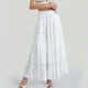 thumbnail image 2 of Falda larga fluida de gasa blanca para mujer: falda boho de verano con cintura elástica y pliegues en línea A, tejido de poliéster, tallas S-XXL, 2 of 4