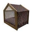 thumbnail image 2 of Abstract Pet House, Rose Swirls Ivy Plants Dark Mysterious Forest Themed Pattern, Outdoor & Indoor Portable Dog Kennel with Pillow and Cover, 5 Sizes, Charcoal Grey Ruby, by Ambesonne, 2 of 5